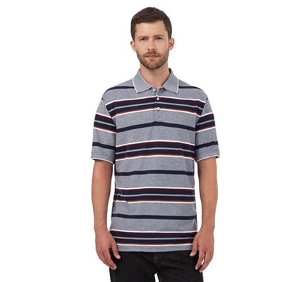 Maine New England Big and tall navy textured striped print polo shirt